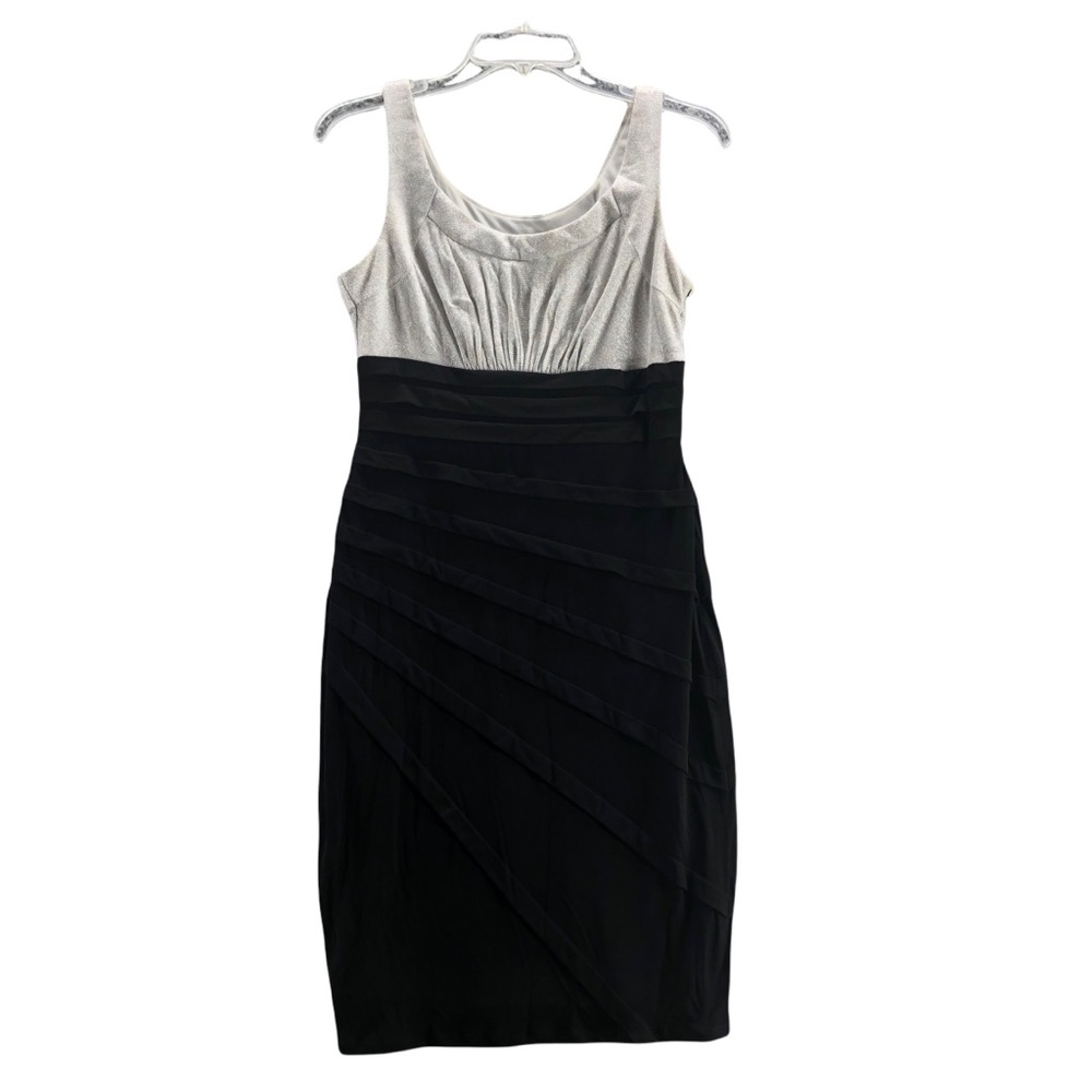 Dress barn size 4 black and silver sleeveless sheath dress